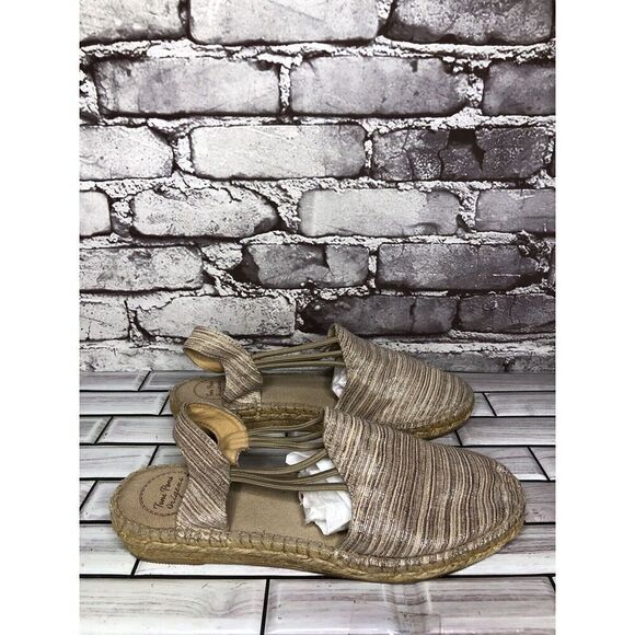 Toni Pons Origens Norma Beige Shimmer Wedge Espadrille Sandals Women Sz 40EU/9.5 - Picture 8 of 16